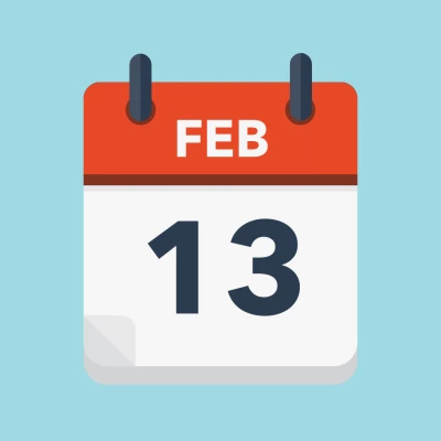 Calendar icon showing 13th February